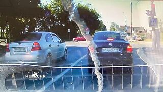 Two Cars Collide With A Truck In Tver, Russia