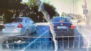 Two Cars Collide With A Truck In Tver, Russia