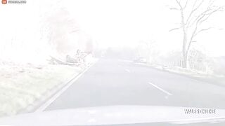 Two Cars Simultaneously Try To Overtake A Delivery Truck