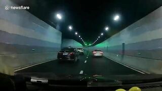 Two Drivers Collide At High Speed In Tunnel In GTA-style Attack