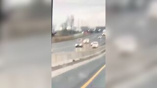 Vehicles Driving In The Opposite Direction On The Highway