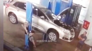 Vehicle Collision In A Professional Workshop