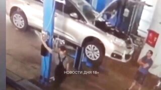 Vehicle Collision In A Professional Workshop