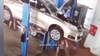 Vehicle Collision In A Professional Workshop