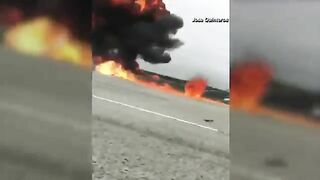 Video Shows Plane Crashing On Southern California Freeway