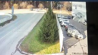 Video: Drunk Russian Policeman Collides Head-on With Bus
