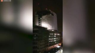 Video Captures Dramatic Moment Scaffolding Collapses During Storm
