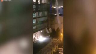 Video Captures Dramatic Moment Scaffolding Collapses During Storm