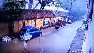 A Wall Collapsed And Hit A Woman Walking On The Street