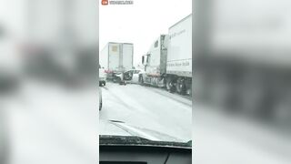 Woman Jumps Out Of Semi-trailer Truck Seconds Before Crash