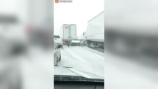 Woman Jumps Out Of Semi-trailer Truck Seconds Before Crash