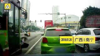 Woman Hit By Bus, Head Hit Twice By Car Tire