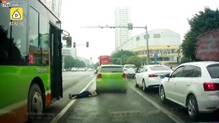 Woman Hit By Bus, Head Hit Twice By Car Tire