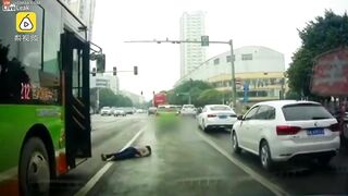 Woman Hit By Bus, Head Hit Twice By Car Tire