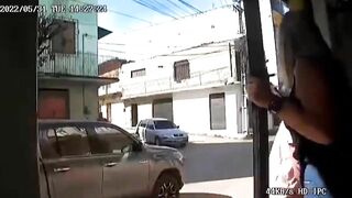 Young Man On Bicycle Escapes Two Consecutive Crashes On Road