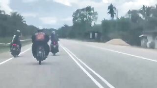 The Big Guy On The Motorcycle Is Having A Bad Day