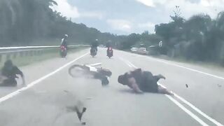 The Big Guy On The Motorcycle Is Having A Bad Day