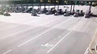Car Misses Toll Booth And Crashes Into It