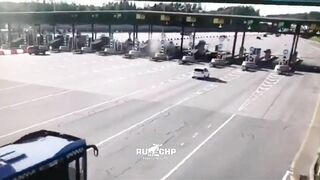 Car Misses Toll Booth And Crashes Into It